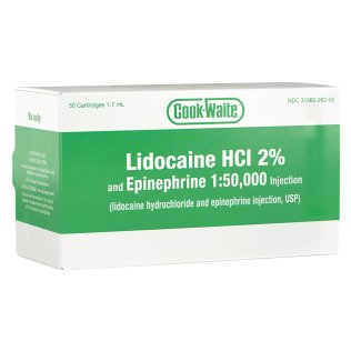 Cook-Waite Lidocaine (HCI 2%), Injectable Anesthetics, With Epinephrine 1:50,000