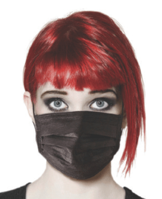 Value Brand BLAKCAT Black Earloop Masks, Level 3, 4-Ply