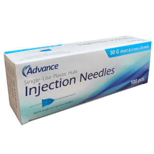 Advance Injection Needles, 27 Gauge, Short 25mm, Yellow