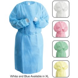 Value Brand Disposable Isolation Gowns, SMS Material - Regular, Blue